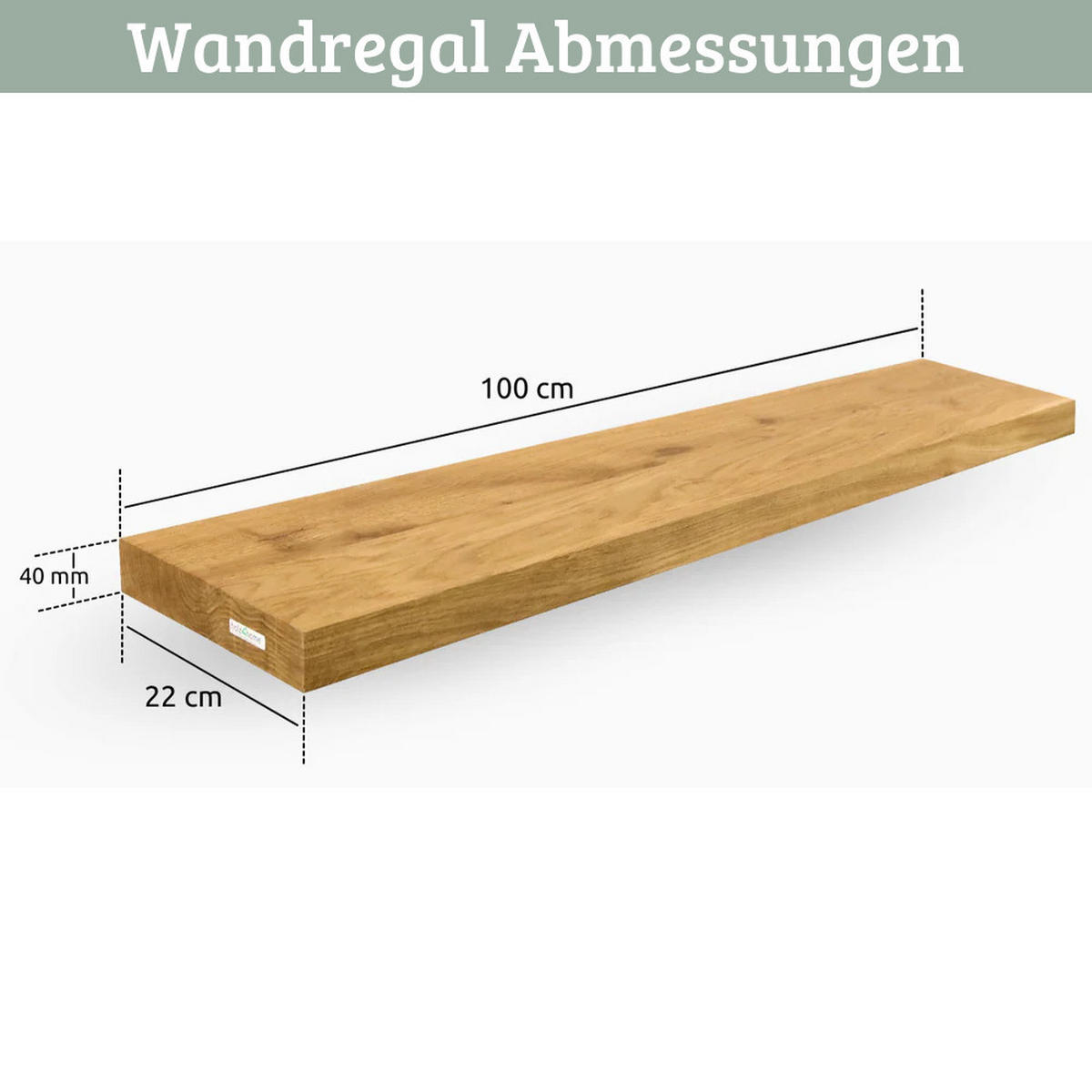 WANDREGAL Holz schwebend KYLO Eichenholz Massiv 100x22x4 cm - Braun, Holz (100/4/22cm) - DELUKE