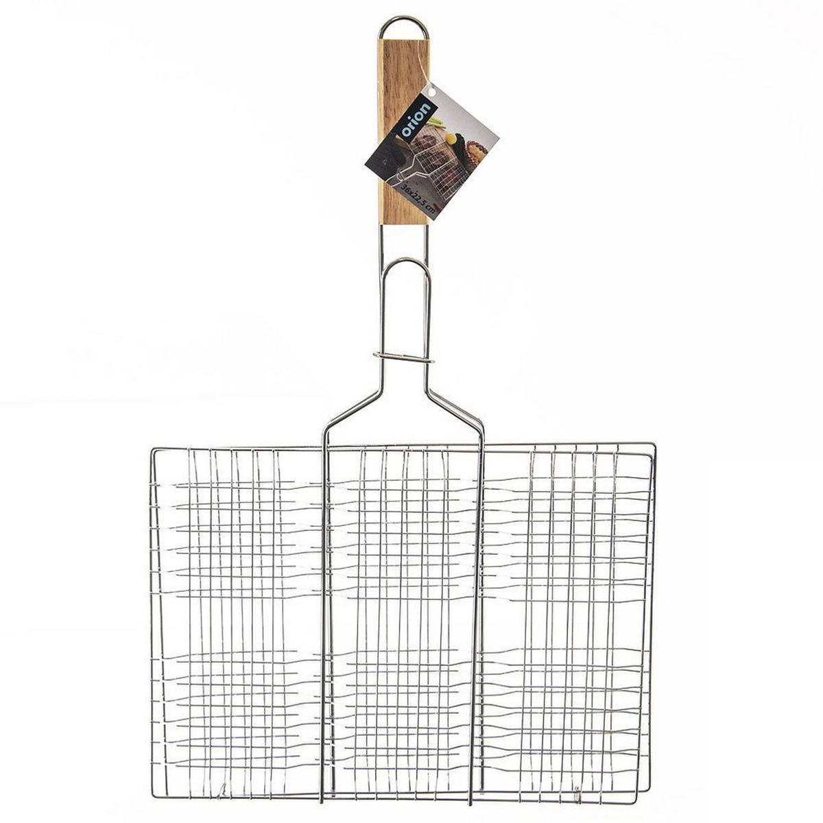 GRILLROST doppelseitig Holzgriff 55 cm Silberfarben - Silberfarben, Metall (35/4/55cm) - Orion 