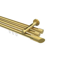 INNENLAUF-GARDINENSTANGEN-SET Siteno Verano 260 cm (geteilt in 2 x 130 cm), 3-läufig, 20 mm Ø Messing-Optik - Messingfarben/Goldfarben, Metall (260cm) - INTERDECO