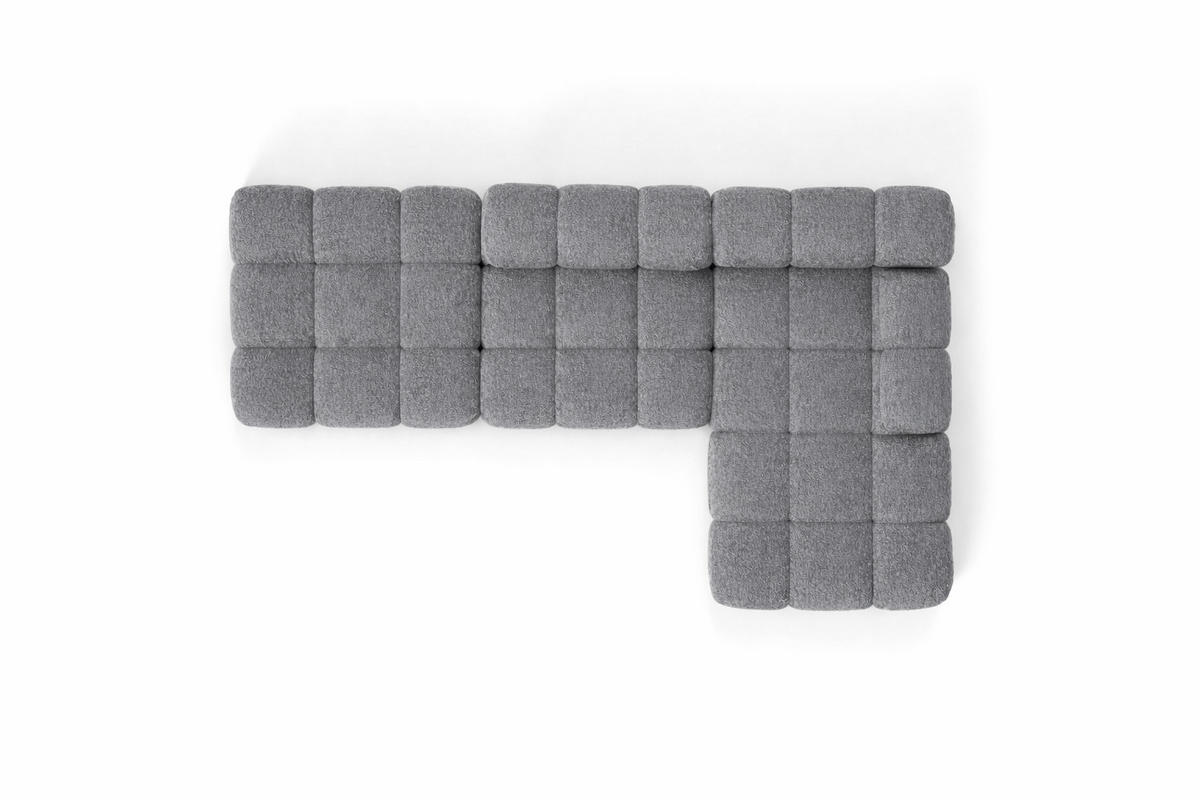 ECKSOFA L-Form Modular Mit Hocker, Bouclé-Stoff Abriamo, Dunkelgrau, Rechts, Selia - Dunkelgrau, Holz (285/160cm) - Kaiser Möbel