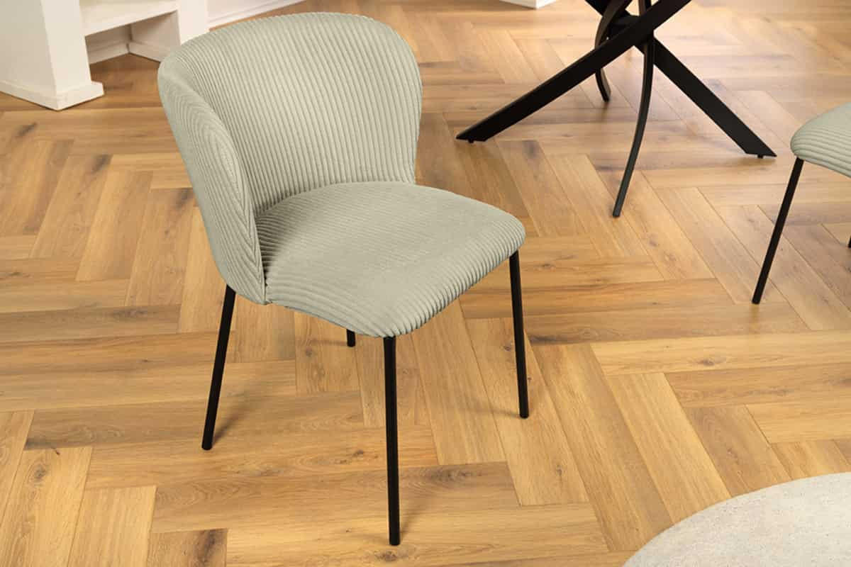 STUHL LYON Cord Mint 75 cm - Schwarz/Grün, Textil/Metall (54/75/58cm) - riess-ambiente