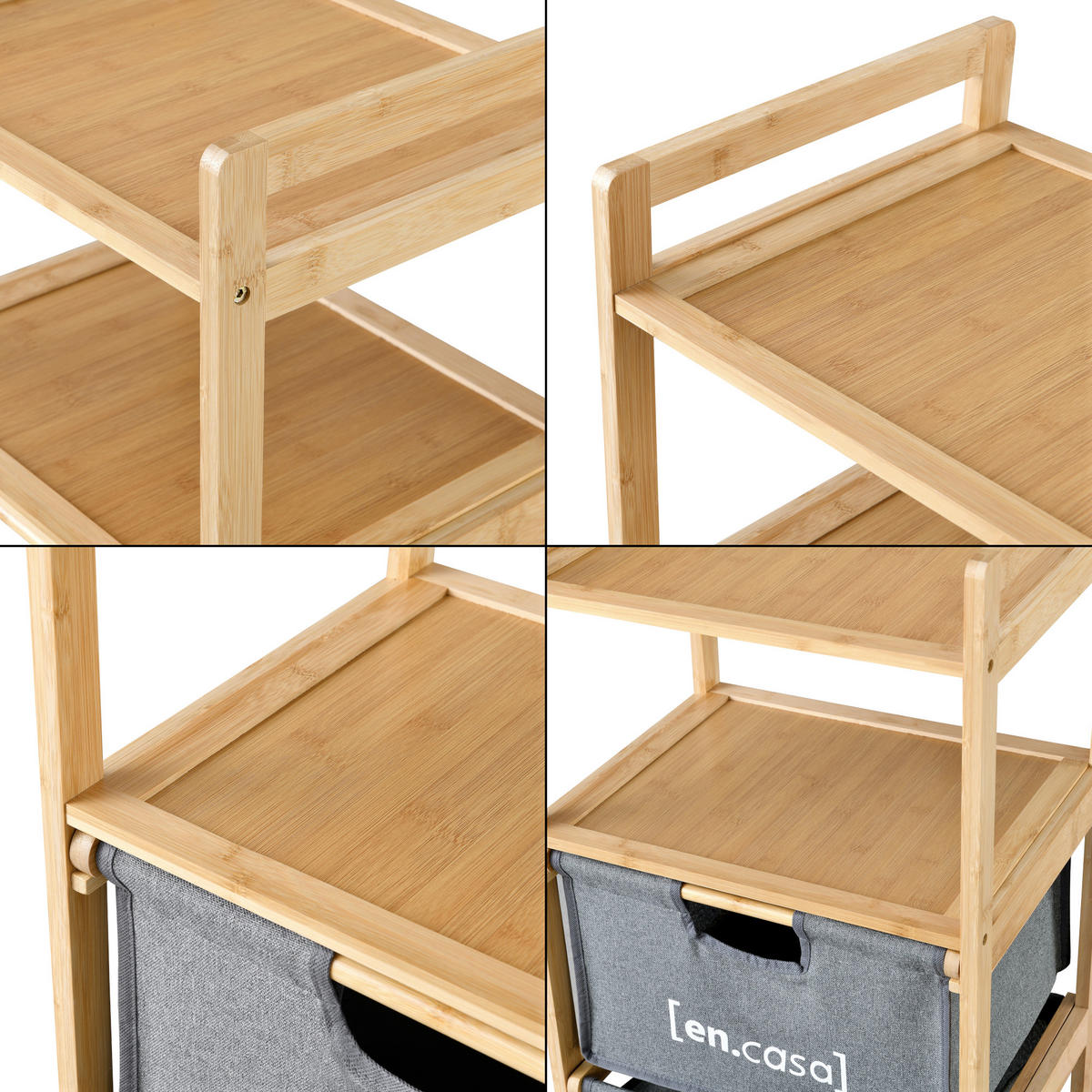 BADEZIMMERREGAL Evijärvi - Naturfarben, Holz/Textil (44/96/34cm) - [en.casa]