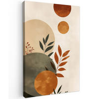 LEINWANDBILD Formen - Rund - Blätter - Beige 90x140 cm - Rostfarben, Textil (90/140cm) - MuchoWow