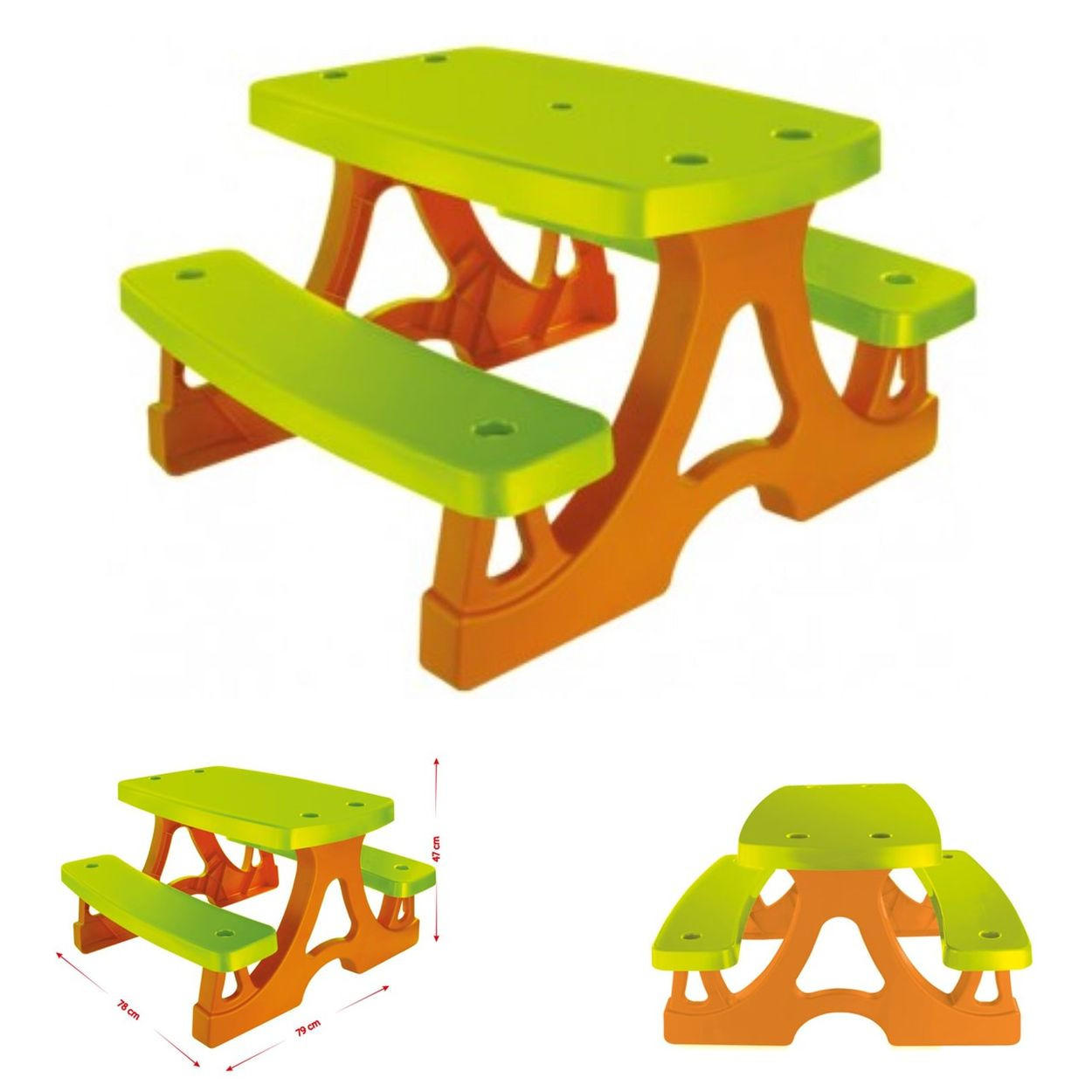 KINDERBANK 10722 79 x 78 x 49 cm, drinnen und draußen, Kindersitzgruppe, ab 3 Jahre - Grün, Kunststoff (79/49/78cm) - Mochtoys