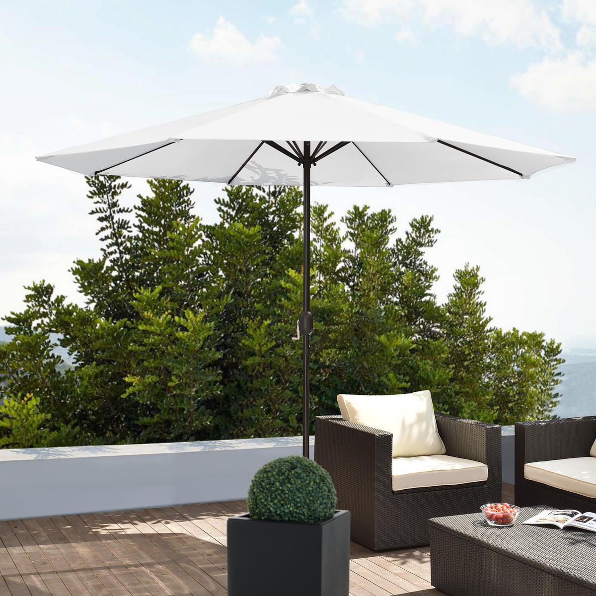 SONNENSCHIRM Budapest - Weiß, Textil/Metall (300/300cm) - casa.pro