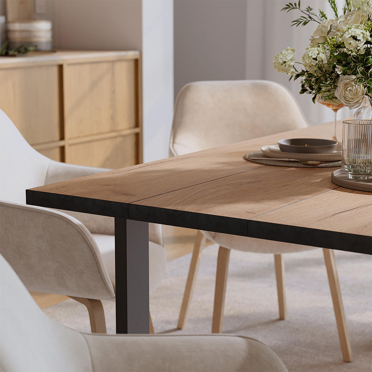 JÍDELNÍ STŮL Avido Zlatý mocný dub - medově dubová/černá, kompozitní dřevo (180/100/75cm) - Vicco