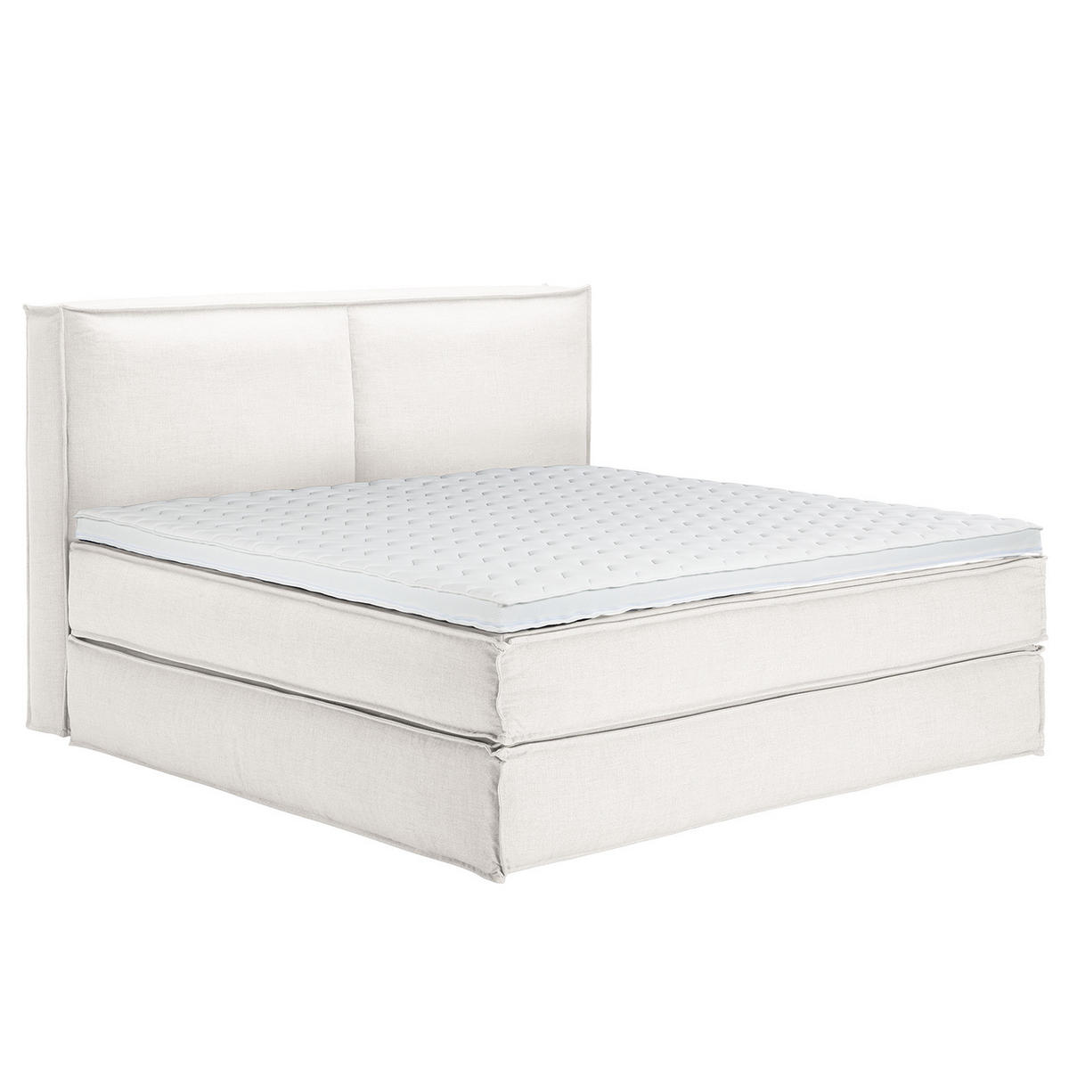 BOXSPRINGBETT mit Kopfteil - Premium - Weiß, Textil (200/200cm) - home24