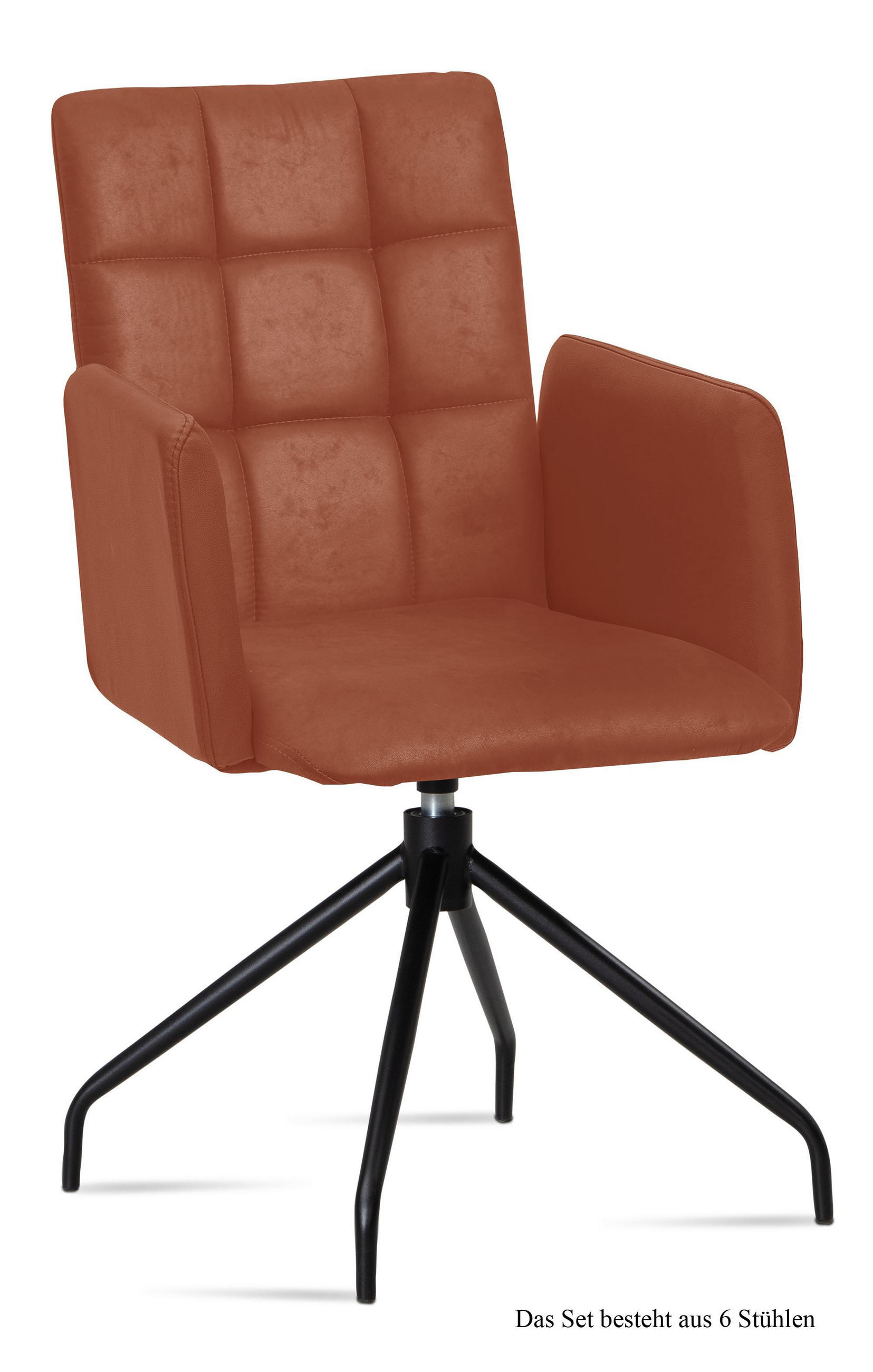 ARMLEHNSTUHL drehbar (6er-Set) Dollie 52x91x60 Schwarz/Cognac - Cognac/Schwarz, Kunststoff (60/91/52cm) - 58aufmkessel