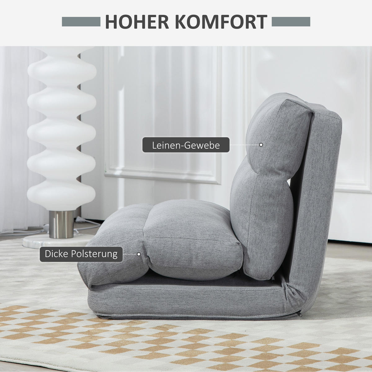 SCHLAFSESSEL Grau - Grau, Textil/Metall (72/56/70cm) - HOMCOM