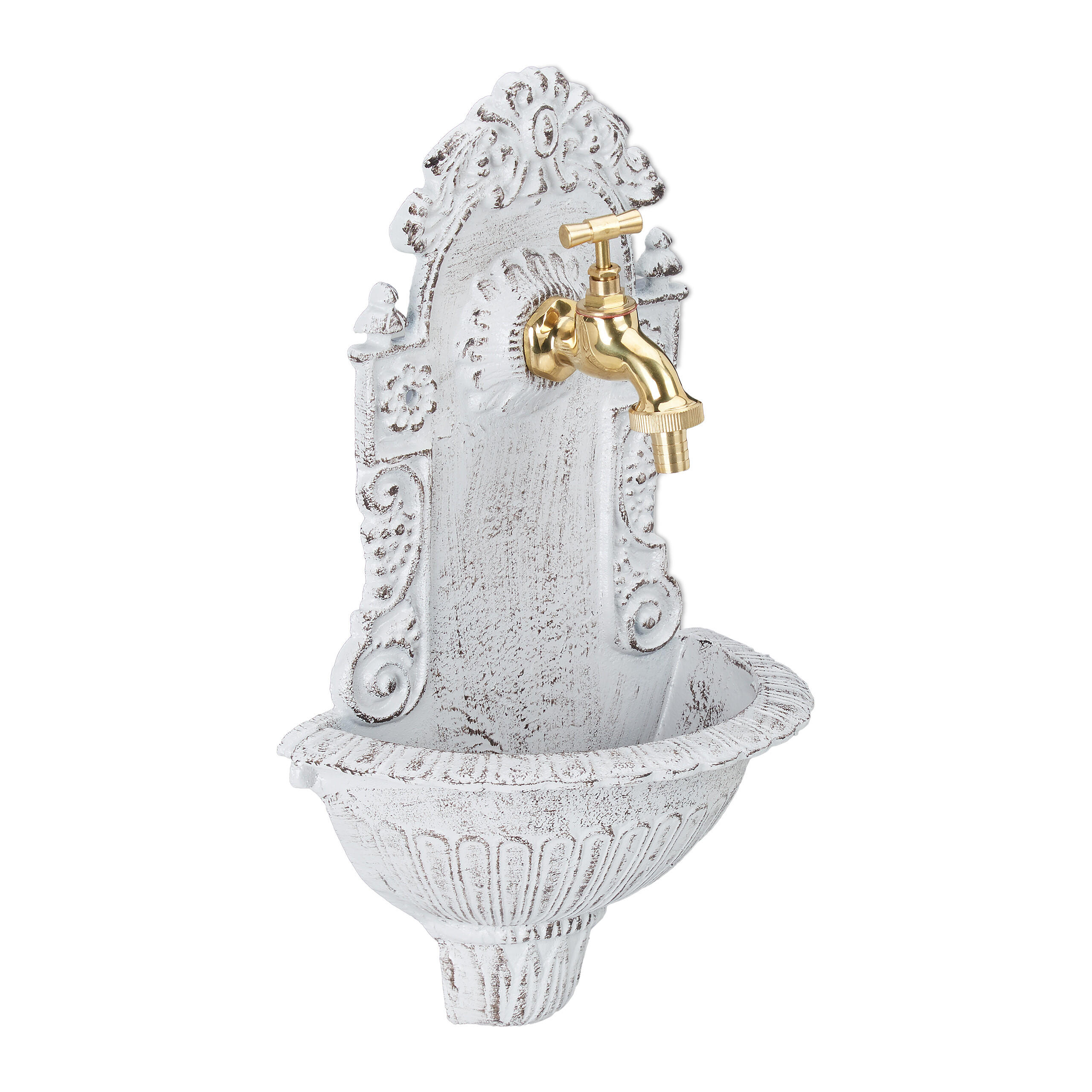 WANDBRUNNEN - Weiß, Metall (13/24.5/40cm) - Relaxdays