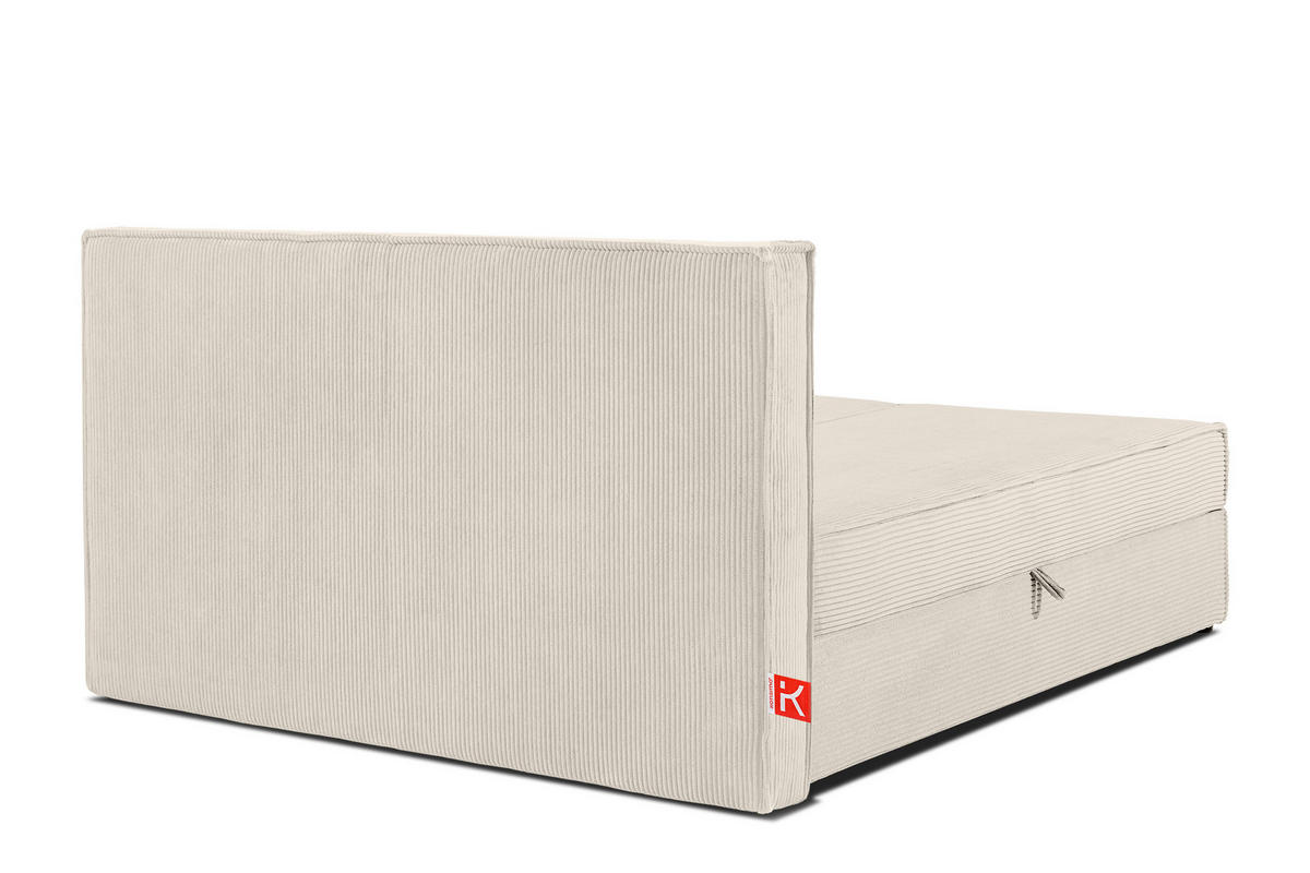 BOXSPRINGBETT ROTI mit Stauraum, ecrufarben - Ecru/Schwarz, Holz/Holzwerkstoff (140/200cm) - KONSIMO®