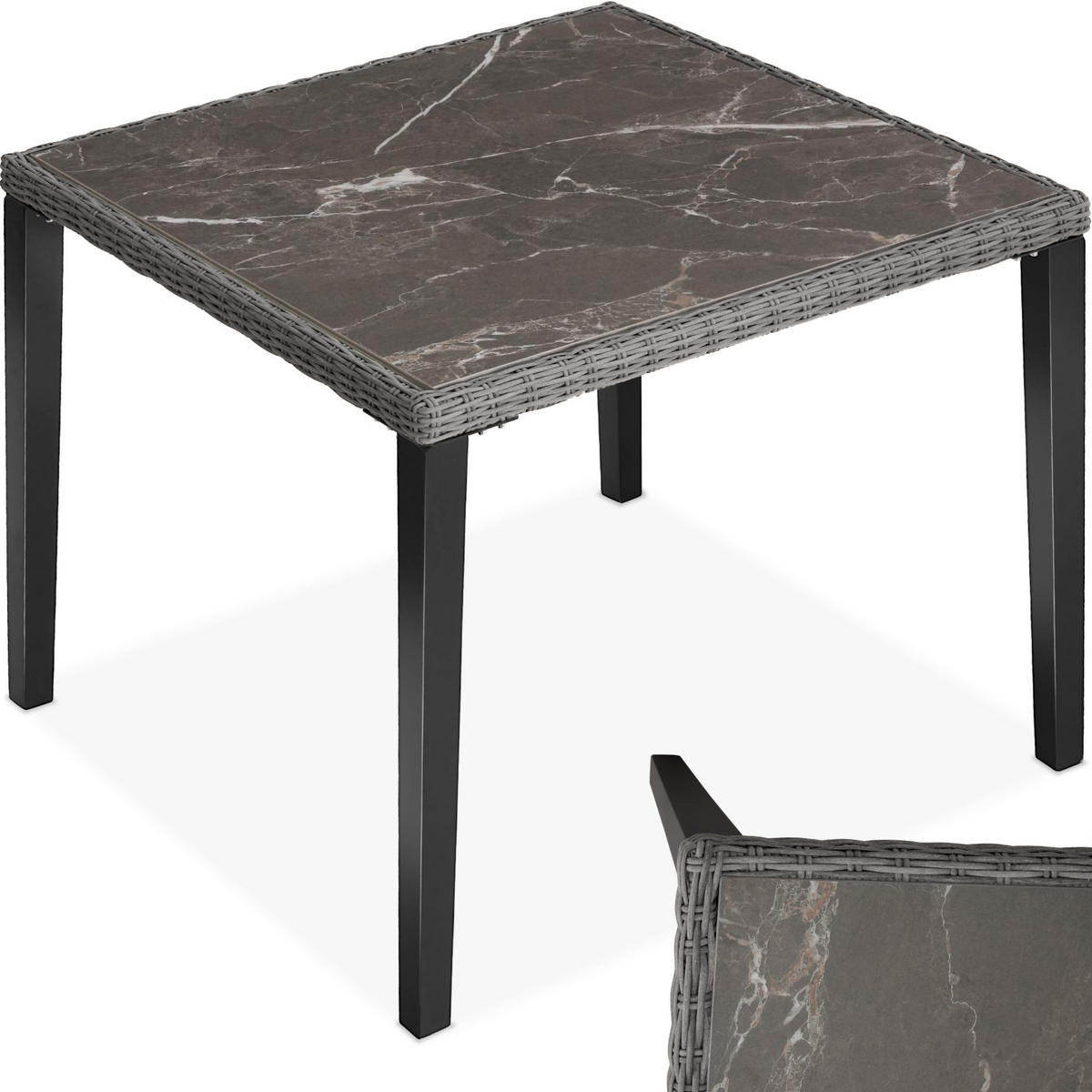 GARTENTISCH Tarent,93,5 x 93,5 x 75 cm,grau - Grau, Kunststoff (93.5/93.5/75cm) - tectake
