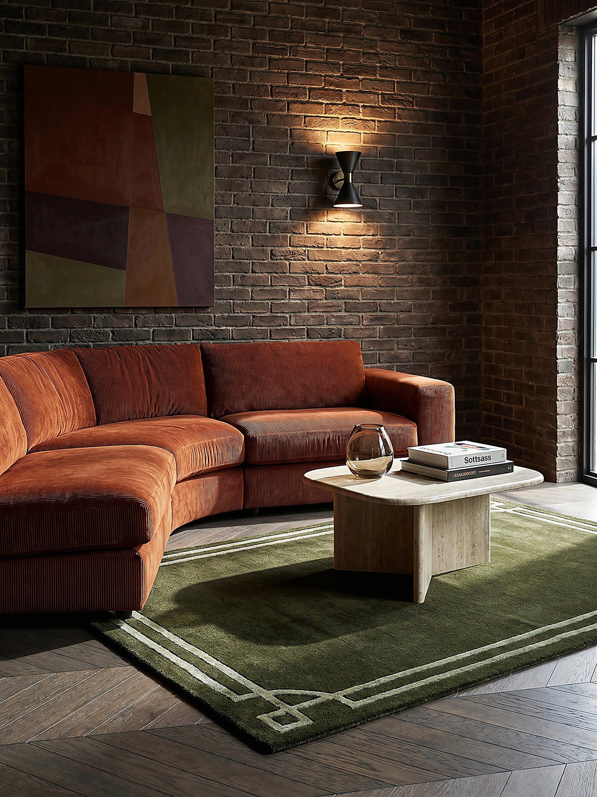 TEPPICH Kurzflor im Art-Déco-Stil, Klassische Bordüre, Wohnzimmer Grün Rechteckig 200x290 - Grün, Textil (290/200cm) - KADIMA DESIGN