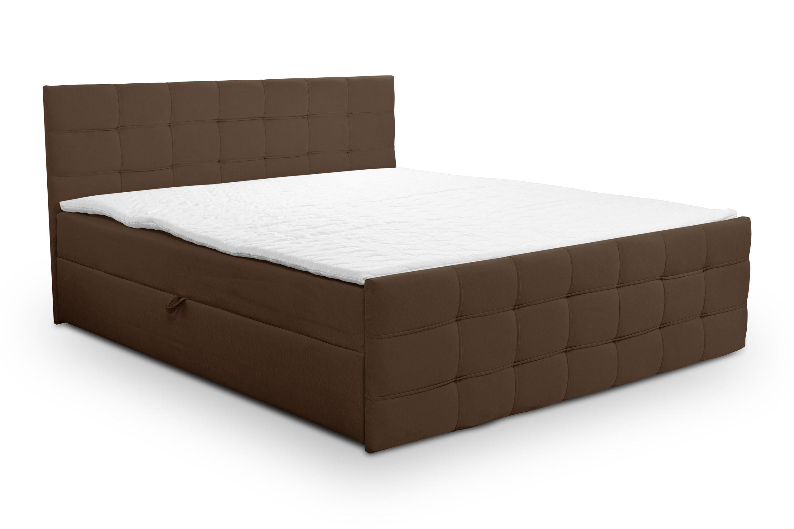 BOXBETT NATALIE mit 2 Bettkästen, 160x200, Farbe: Braun, Velourstoff, mit Bonell-Matratze inkl. Topper - Braun, Holz/Kunststoff (160/200cm) - VENASI MÖBEL