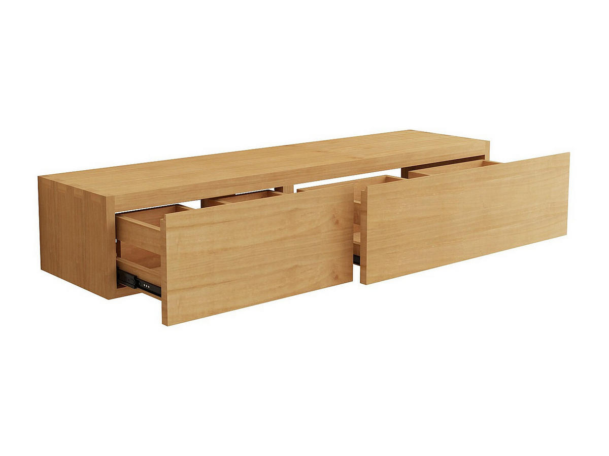 WASCHBECKENUNTERSCHRANK - 150cm x 40cm - Mindiholz - naturfarben hell - TIDORE - Naturfarben, Holz (150/27/40cm) - Vente-Unique