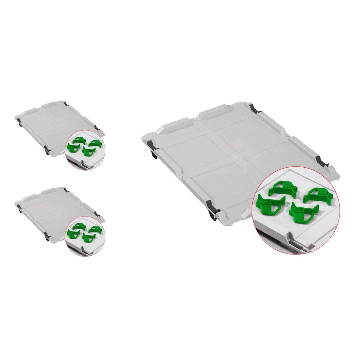 EUROBOX 3x Nextgen Economy Mit Auflagedeckel Grau/Grün Griffe Geschlossen 65 Liter - Grün, Kunststoff (40/32/60cm) - PROREGAL