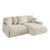 ECKSOFA Ottomane rechts ONESK-L-v1 216x177x72 Ecru Velours - Ecru, Holzwerkstoff/Kunststoff (177/216cm) - ALTDECOR