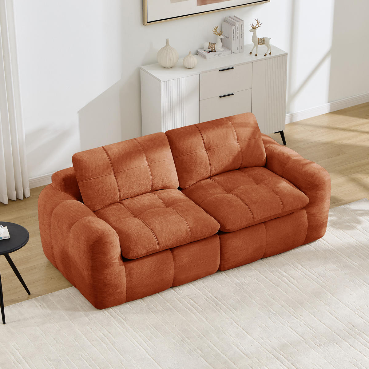 2-SITZER-SOFA, minimalistisch, Chenille-Orange - Orange, Textil (97/68/194cm) - KOMHTOM