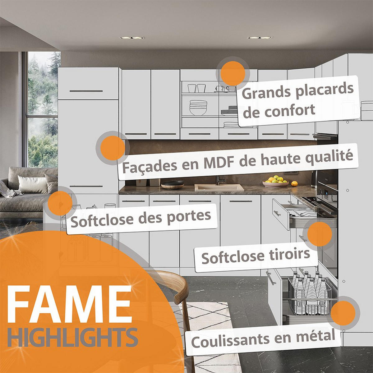 KUCHYŇSKÝ KOUT Fame-Line Bílý venkovský dům - bílá/medově dubová, kompozitní dřevo (355/81.6/46cm) - Vicco