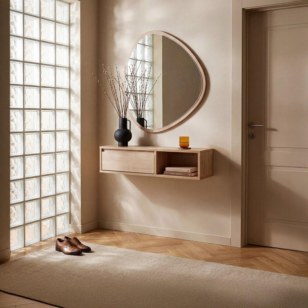 KONSOLE SCHWEBENDES ELEMENT IM FLUR Oslo Natürlich 80 cm x 20 cm - Naturfarben, Holzwerkstoff (80/20/25cm) - Klast Home