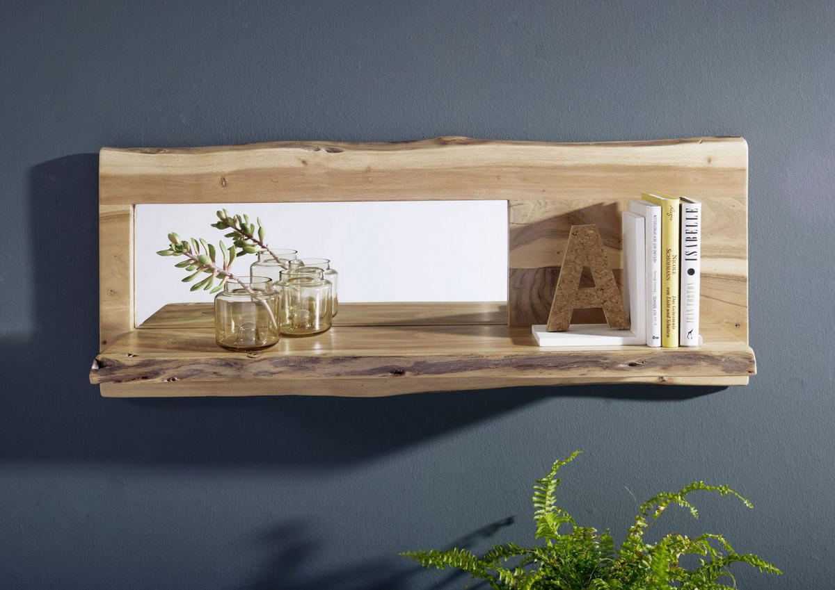 WANDREGAL Akazie 101x22x38 natur lackiert PURE ACACIA #707 - Naturfarben, Holz (101/38/22cm) - Massivmoebel24