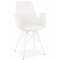 SCHALENSTUHL SALY Kunststoff mit Armlehnen und Metallgestell, Weiß 50x58,5x82 cm - Weiß, Kunststoff/Metall (50/82/59cm) - KADIMA DESIGN