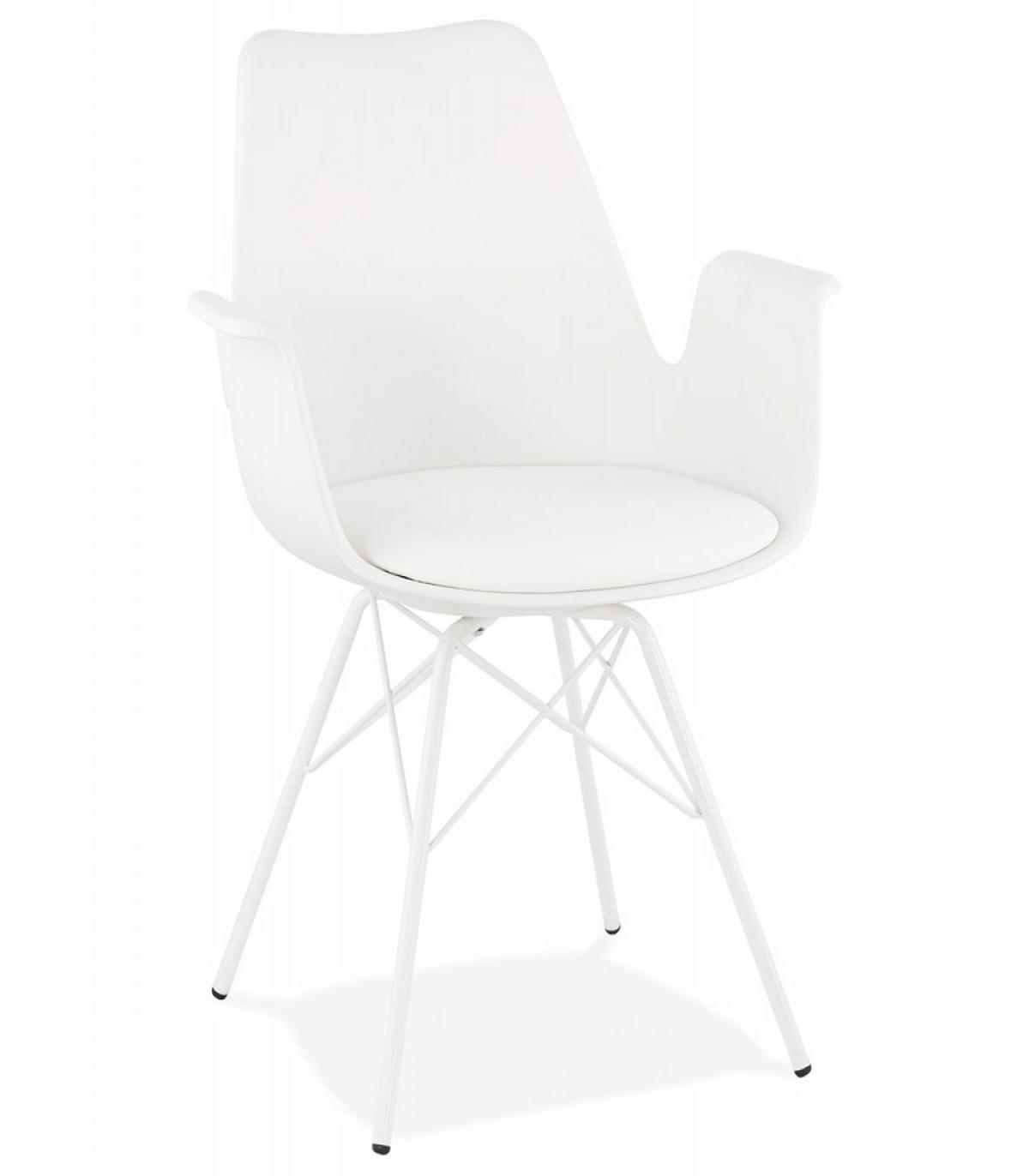 SCHALENSTUHL SALY Kunststoff mit Armlehnen und Metallgestell, Weiß 50x58,5x82 cm - Weiß, Kunststoff/Metall (50/82/59cm) - KADIMA DESIGN