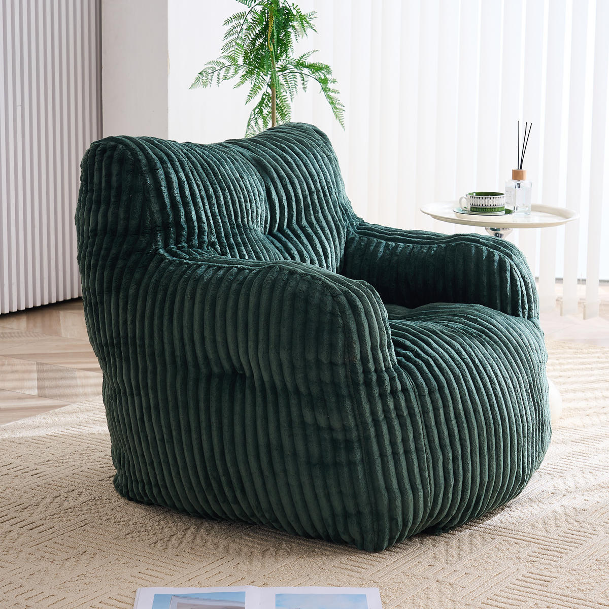 SITZSACK Cord Grün - Grün, Textil (100/70/94cm) - WISHDOR