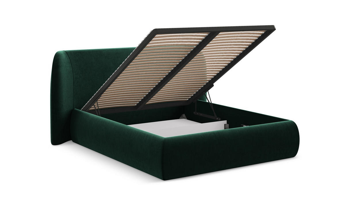 POLSTERBETT mit Bettkasten und Lattenrost 200x225 Schwarz - Schwarz, Kunststoff/Textil (160/200cm) - Makamii