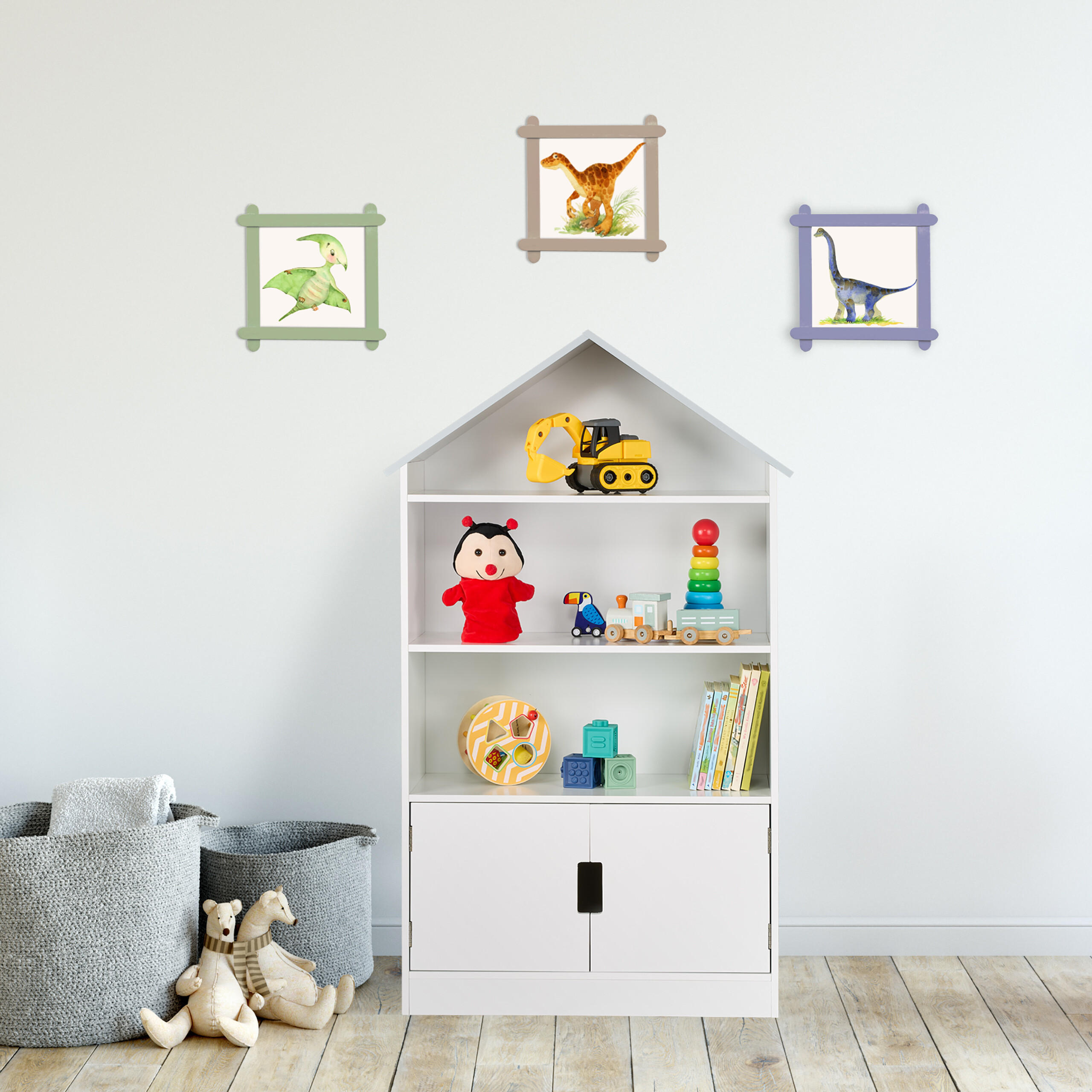 KINDERREGAL - Weiß, Holzwerkstoff (68/115/28cm) - Relaxdays
