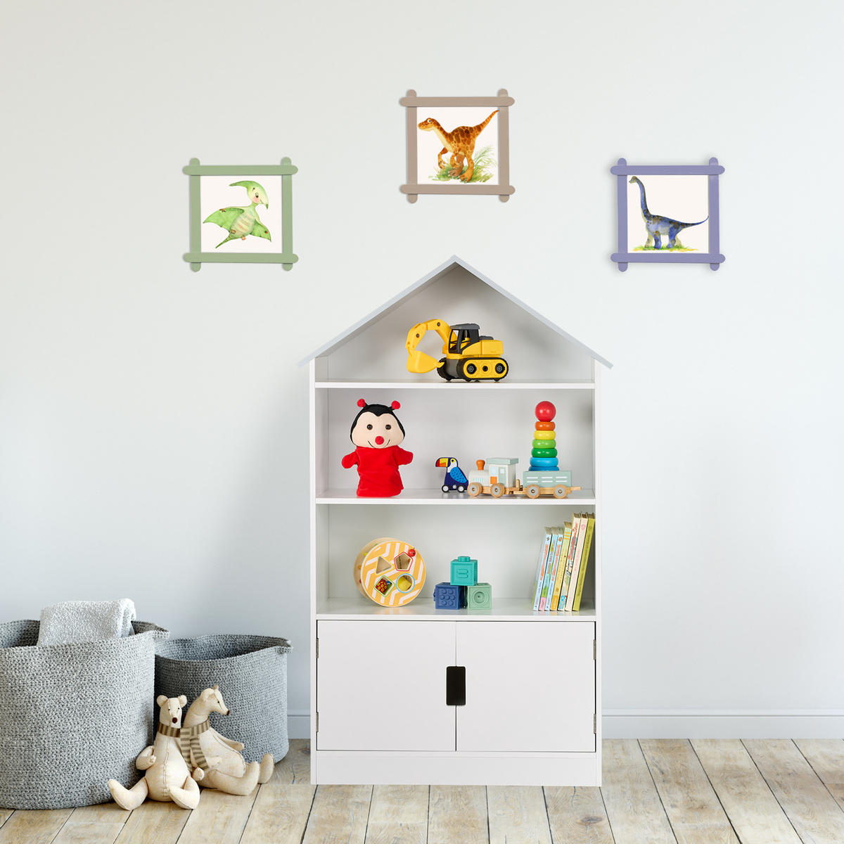 KINDERREGAL - Weiß, Holzwerkstoff (68/115/28cm) - Relaxdays