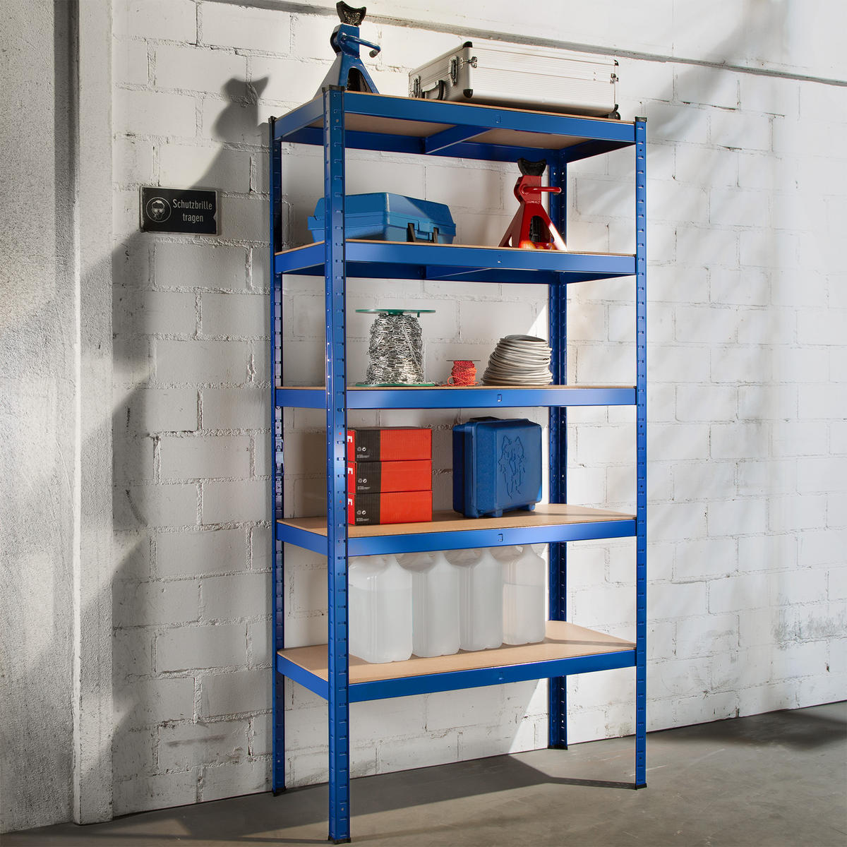 SCHWERLASTREGAL , 90,5 x 45,5 x 180,5 cm, blau - Blau, Metall (45.5/180.5/90.5cm) - tectake