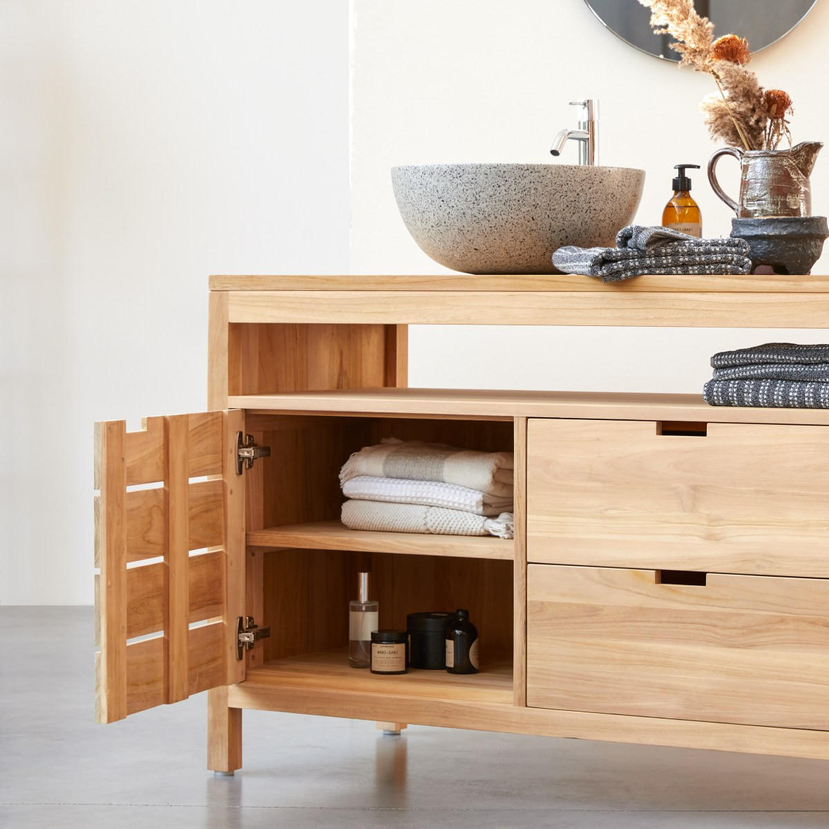 WASCHTISCHUNTERSCHRANK Serena Natur aus Teak - Naturfarben, Holz (165/78/55cm) - Tikamoon