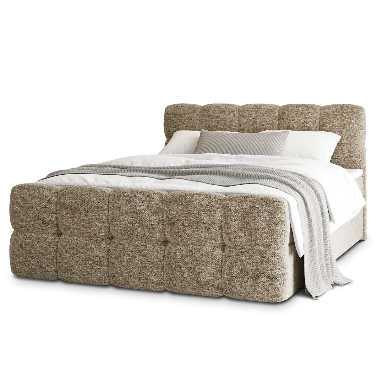 POSTEL BOXSPRING BRUME 160x200 cm, s matrací a úložným prostorem, béžová - béžová, kompozitní dřevo/textil (160/200cm) - MASSENO