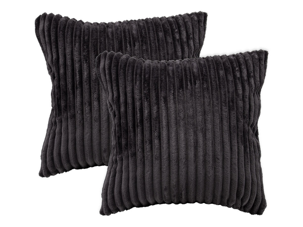 KISSENBEZUG, 2er-Set, 40 x 40 cm, 100% Polyester, Schwarz - Schwarz, Textil (40/40cm) - Zollner