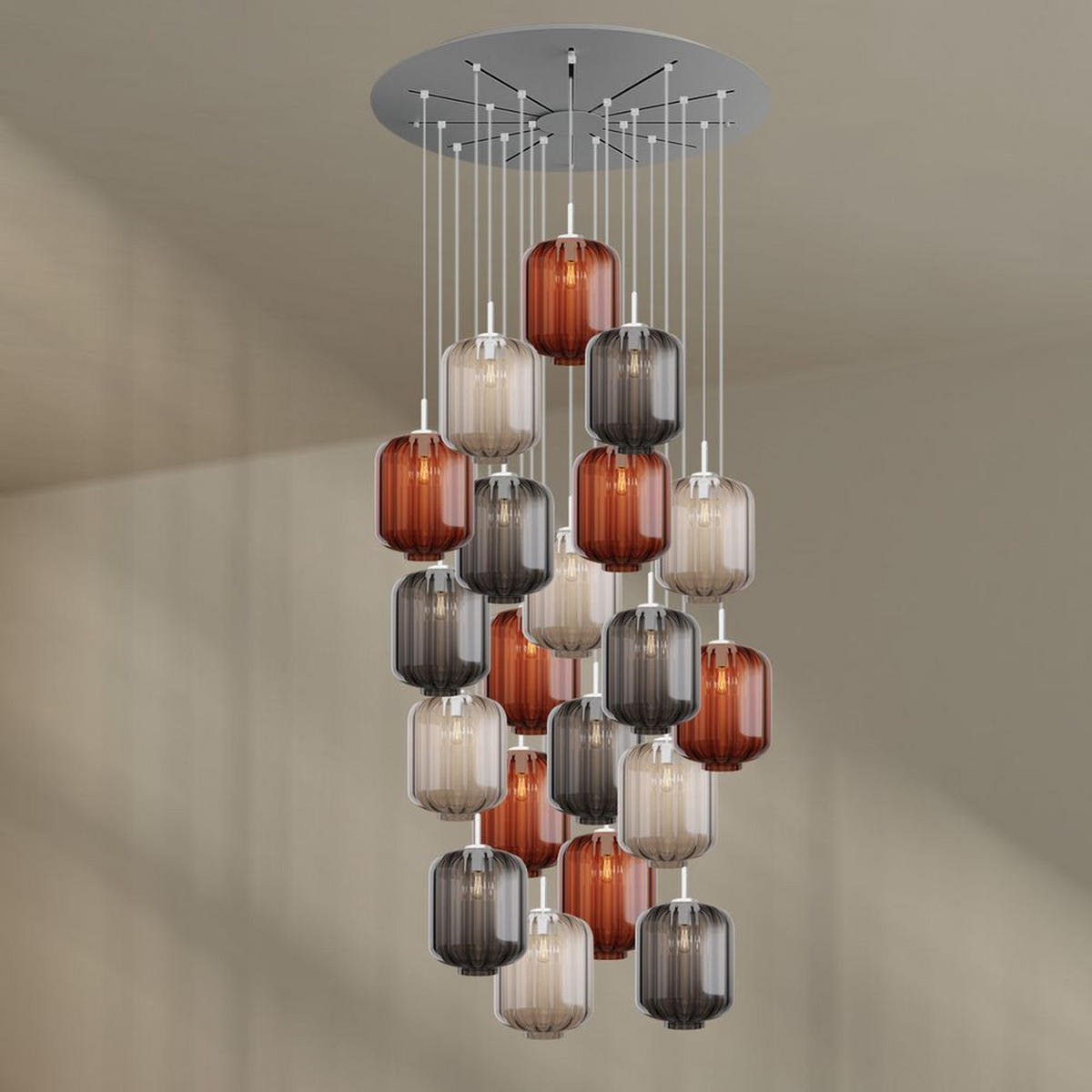 GALERIELEUCHTE Velo 20-flammig Mehrfarbig Ø 25 cm - Multicolor/Weiß, Glas (25/25/27cm) - s.luce