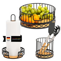 KÜCHENUTENSILIEN 3er Set, Metall, Bambus, schwarz - Schwarz, Metall (23.5/9.5/23.5cm) - bremermann