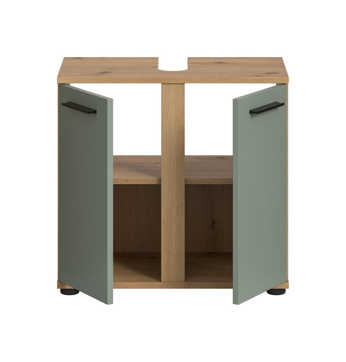 WASCHBECKENUNTERSCHRANK Flint (B/H/T: 60x57x34 cm) in Salbei und Artisan Eiche Nachbildung - Eiche Artisan, Holz (60/57/34cm) - Homes & Jones