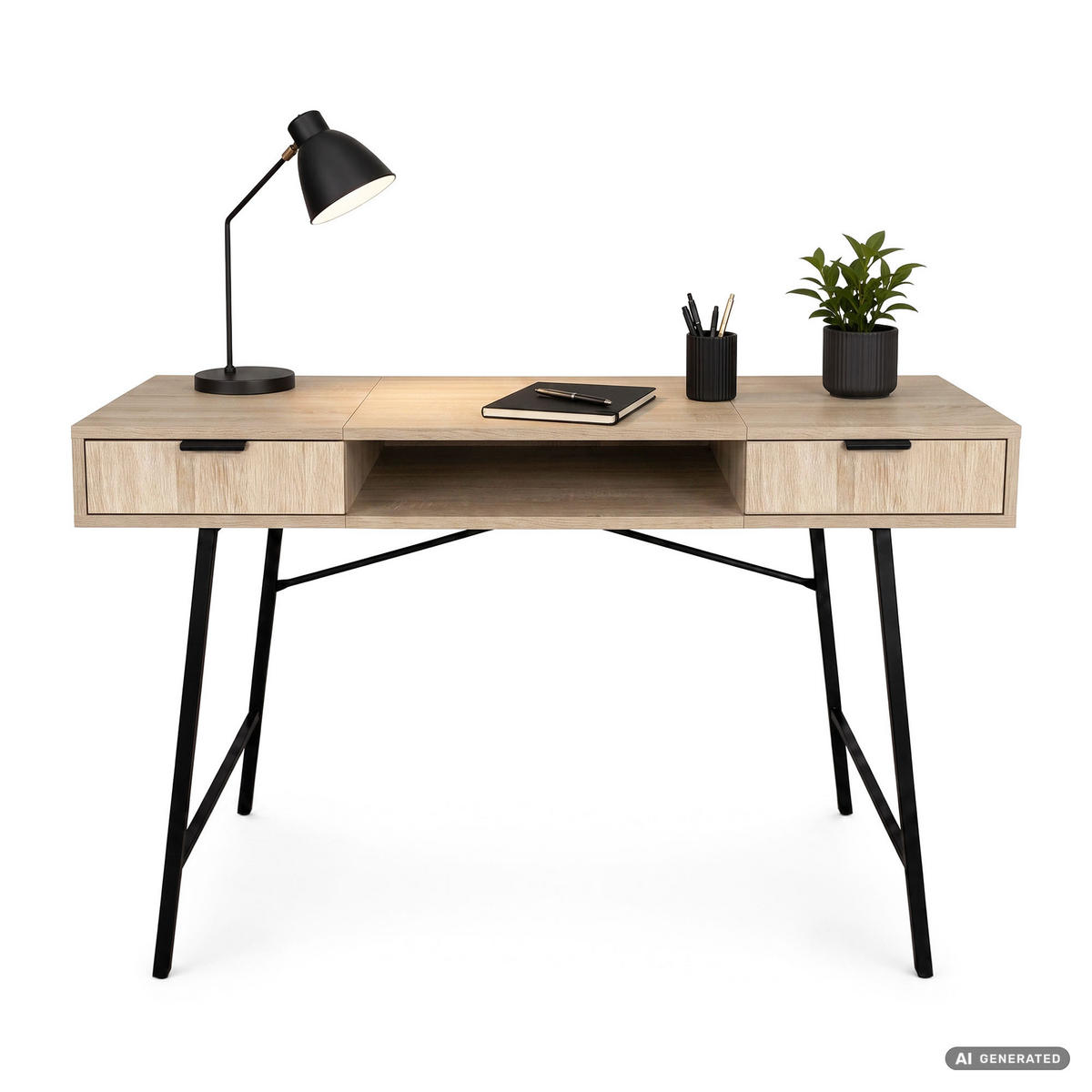 SCHREIBTISCH ARDEN 120 cm Sonoma Eiche - Schwarz/Sonoma Eiche, Holzwerkstoff (120/50/80.5cm) - Akord