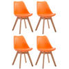 STUHL 4er Set Lederlook orange - Eukalyptusholzfarben/Orange, Holz/Textil (48/84/55cm) - CLP