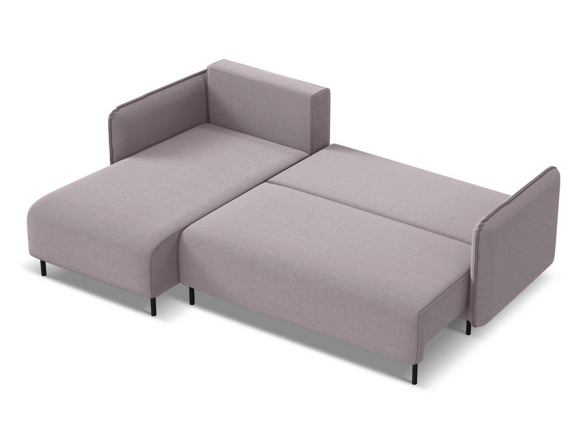 ECKSOFA mit Schlaffunktion Samt Stoff Violett - Lila/Flieder, Holz/Textil (162/236cm) - Makamii