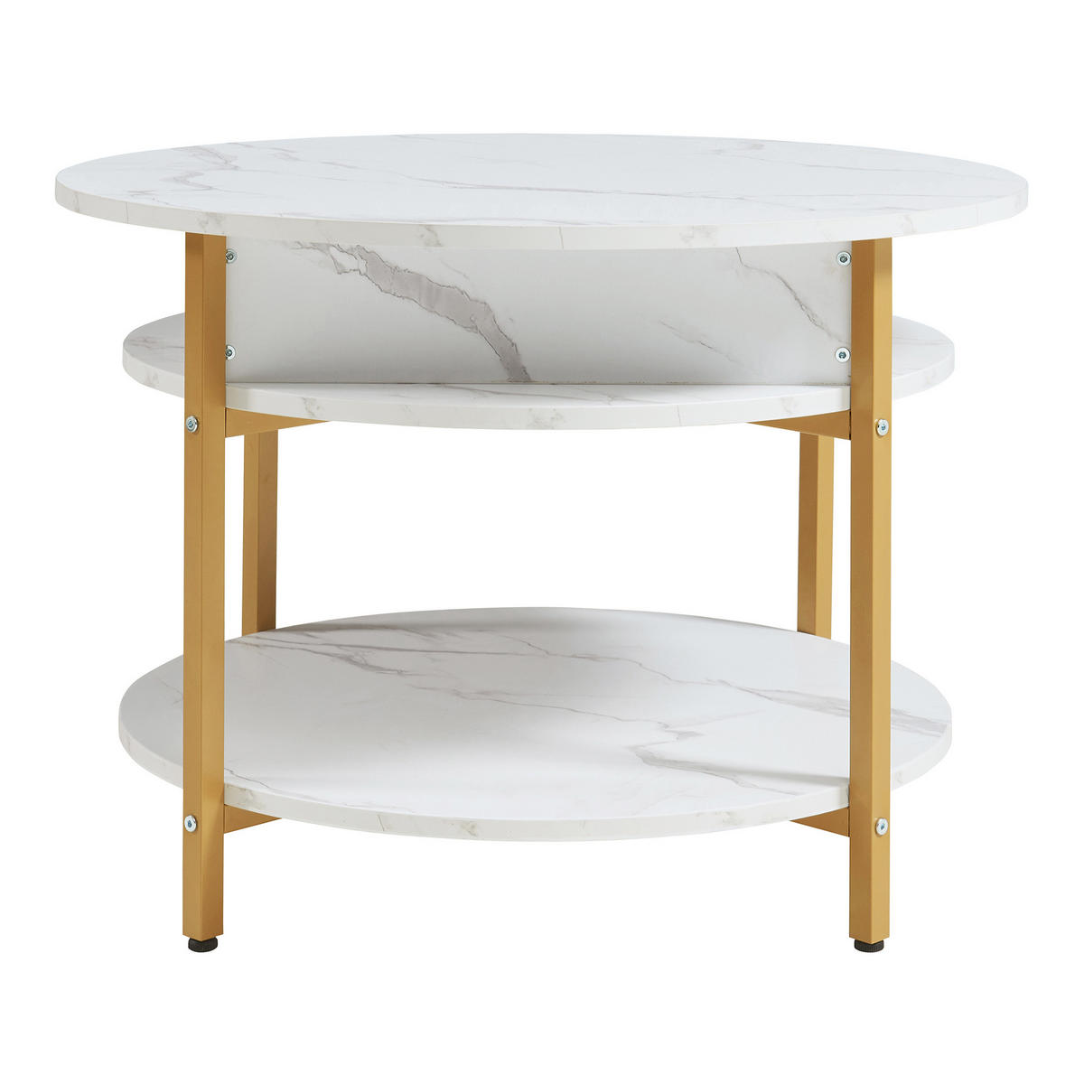 COUCHTISCH Kandas 70/49 cm - Goldfarben/Weiß, Holzwerkstoff/Metall (70/70/49cm) - [en.casa]