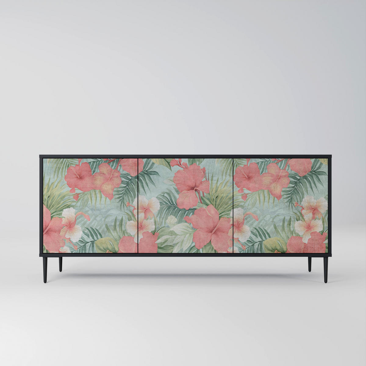 SIDEBOARD HAWAIIAN SPIRIT, Eicheneffekt, 164,5x42x77,5 cm, 3 Türen - Eichefarben/Buchefarben, Holzwerkstoff/Buchenholz (164.5/77.5/42cm) - SpaceRebels