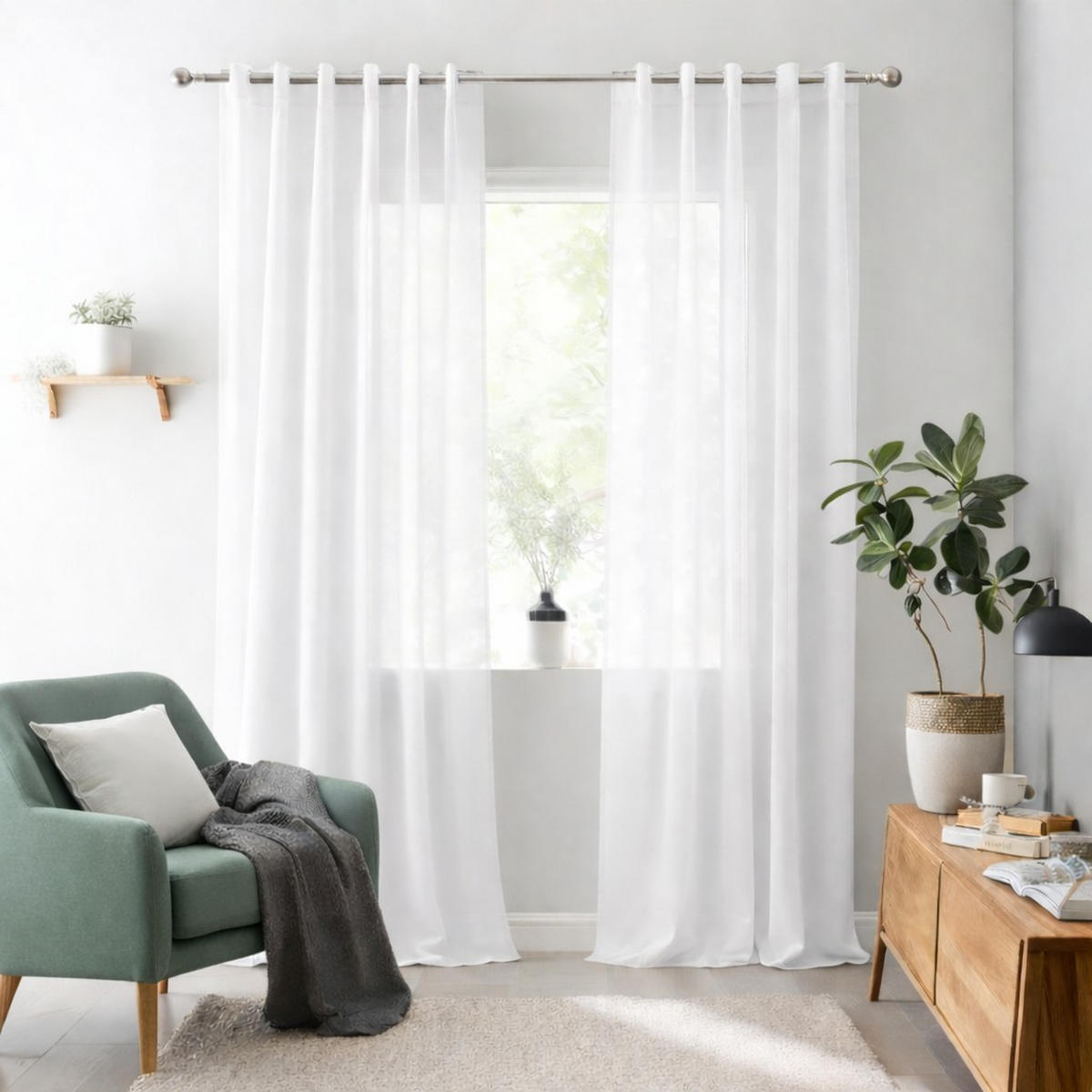 VORHANG MIT ÖSEN – lichtdurchlässig Weiß, 280X300 - Weiß, Kunststoff (280/300cm) - STORESDECO