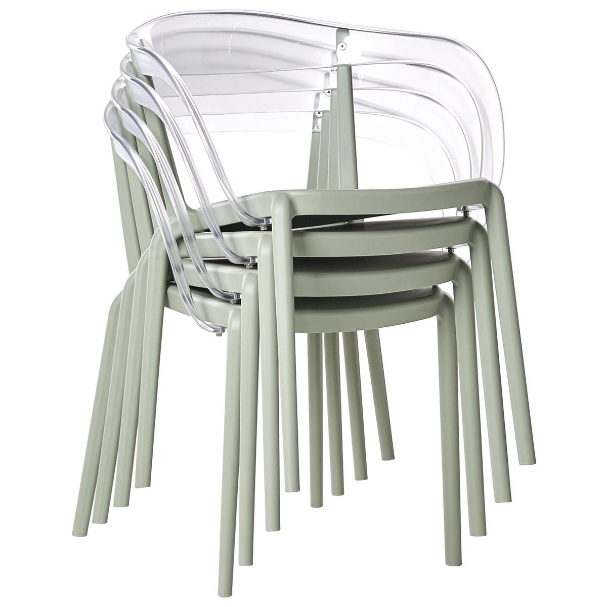 GARTENSTUHL 4er-Set stapelbar Hellgrün Malevizi - Hellgrün, Kunststoff (45/77/45cm) - Beliani