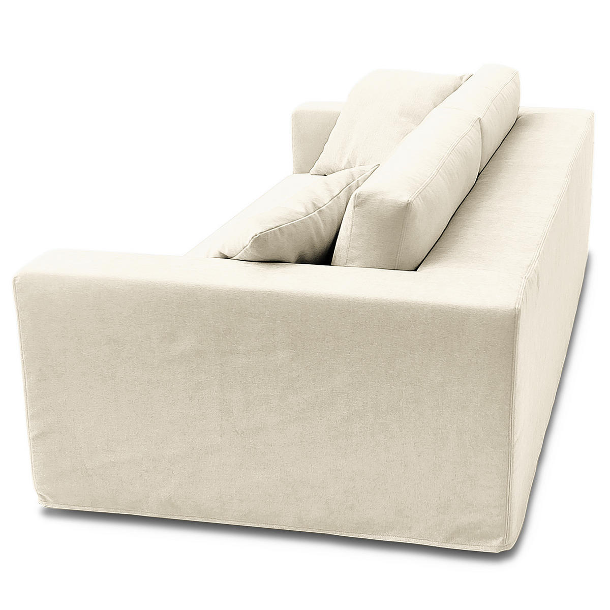 BIGSOFA mit Wechselbezug - Webstoff - Creme/Schwarz, Kunststoff/Textil (265/63/122cm) - home24