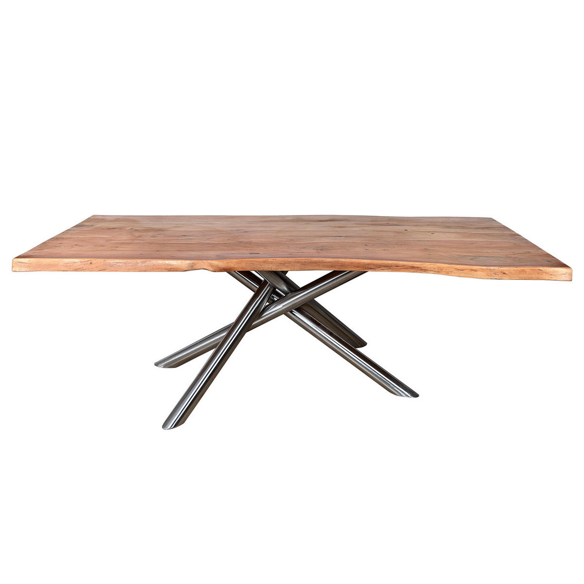 ESSTISCH - Silberfarben/Akaziefarben, Holz/Metall (100/220/76cm) - home24