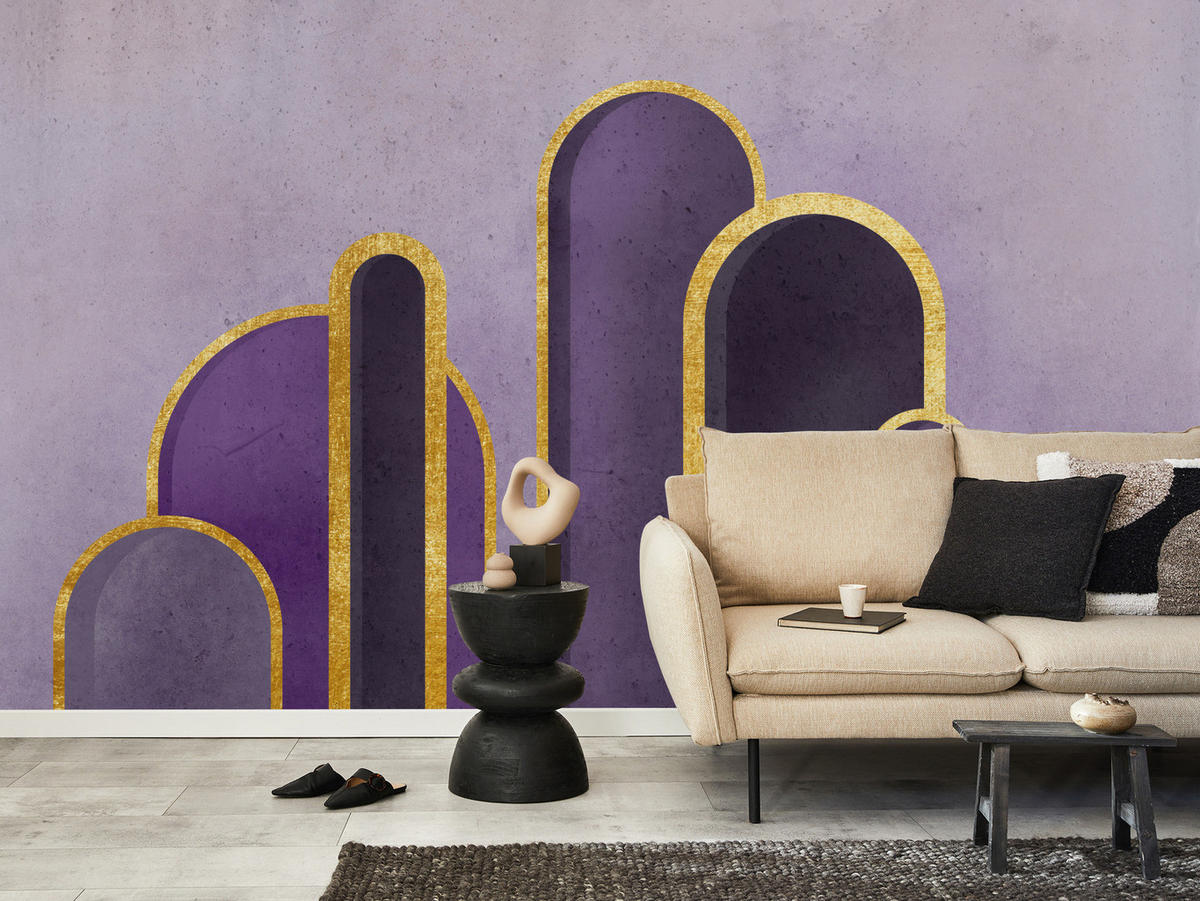 FOTOTAPETE Geometrische Muster Abstraktion Glamour 250x175 - Gelb/Beige, Papier (250/175cm) - Muralo