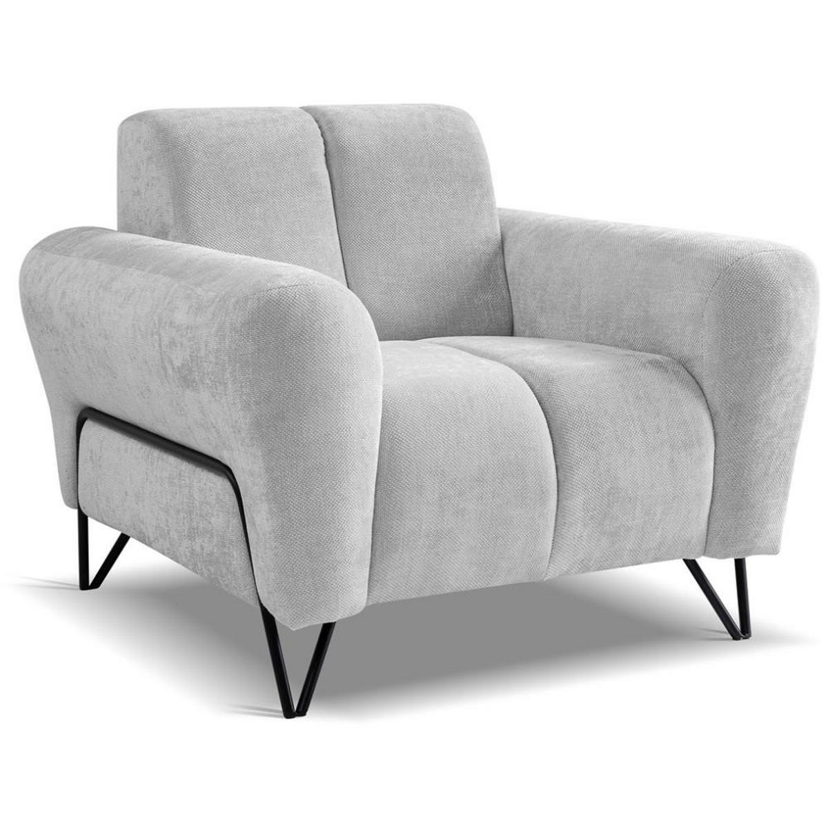 SITZGARNITUR Volare Sofas+Sessel, ohne Schlaffunktion, Hellgrau - Hellgrau, Textil/Metall (220/83/98cm) - Beautysofa