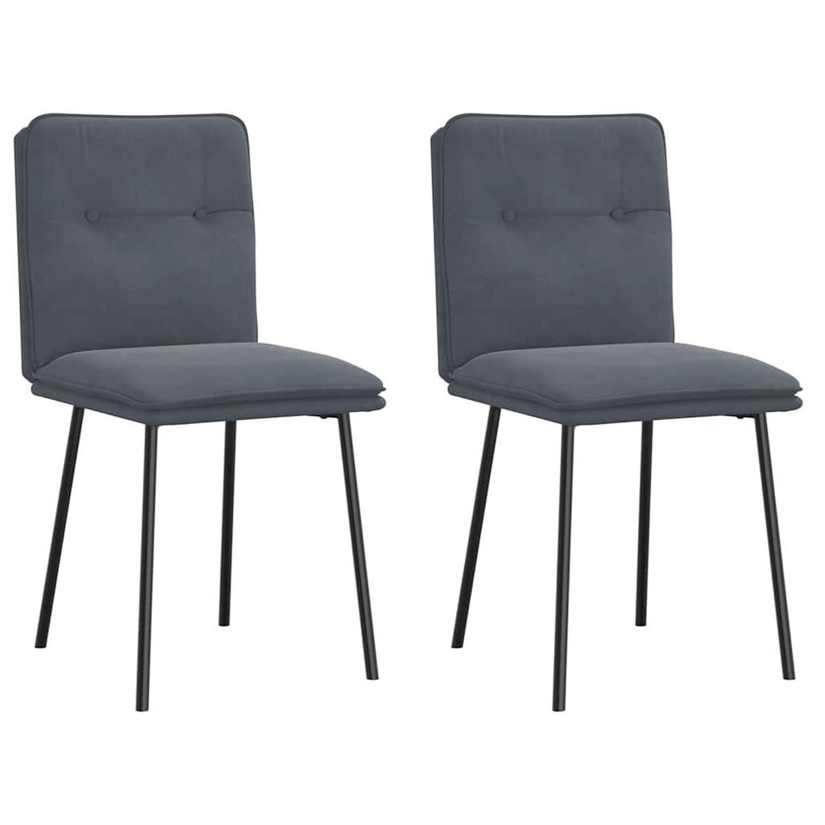 ESSZIMMERSTÜHLE 2 Stk. Dunkelgrau Samt 45*54*83cm - Grau, Metall (45/83/54cm) - ZMH